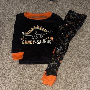 Candy-Saurus Black & Orange Kids Pajama Set
